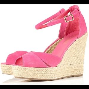 ‼️SOLD‼️ Topshop Whistle Pink Suede/Espadrille Wedges