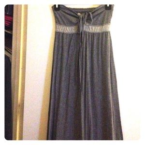 Grey strapless maxi dress!