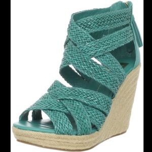 Dolce Vita Blue Green Huaracha Espadrille Wedges
