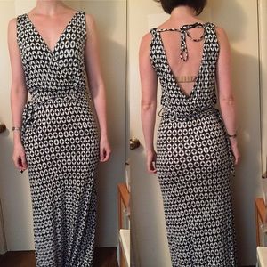 H&M Fashion Star navy & cream patterned maxi