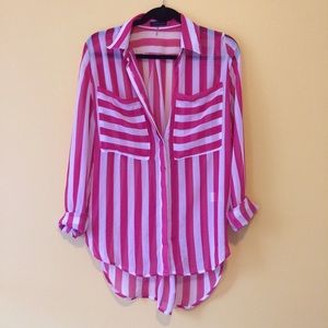 Pink/white pin striped shirt