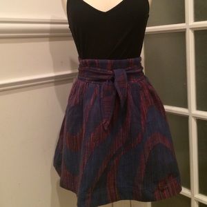 Anthropologie jacquard chambray skirt