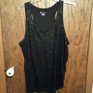 Lane Bryant Sleeveless Black Sequence Top