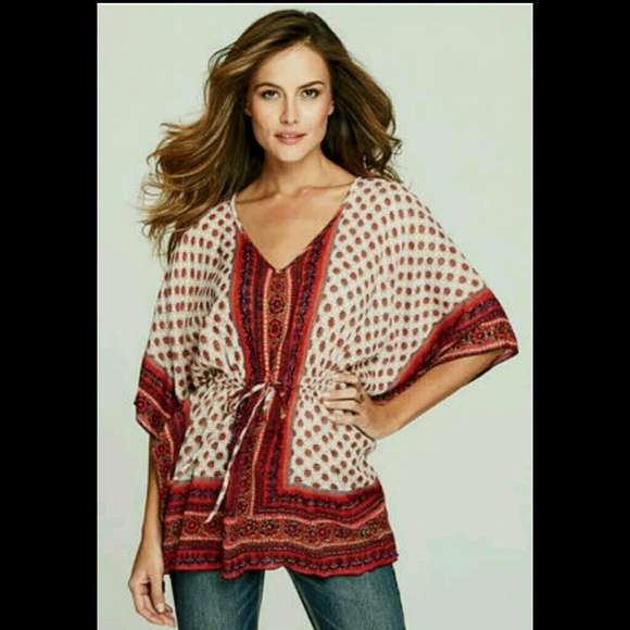 Red & Tan Border Print Tunic