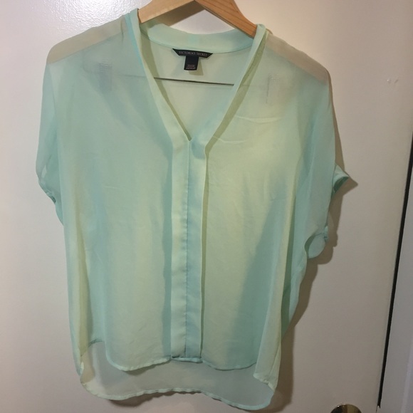 Sheer pale mint green blouse