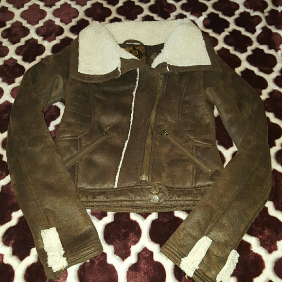 !!SOLD!!Faux wool bomber jacket.