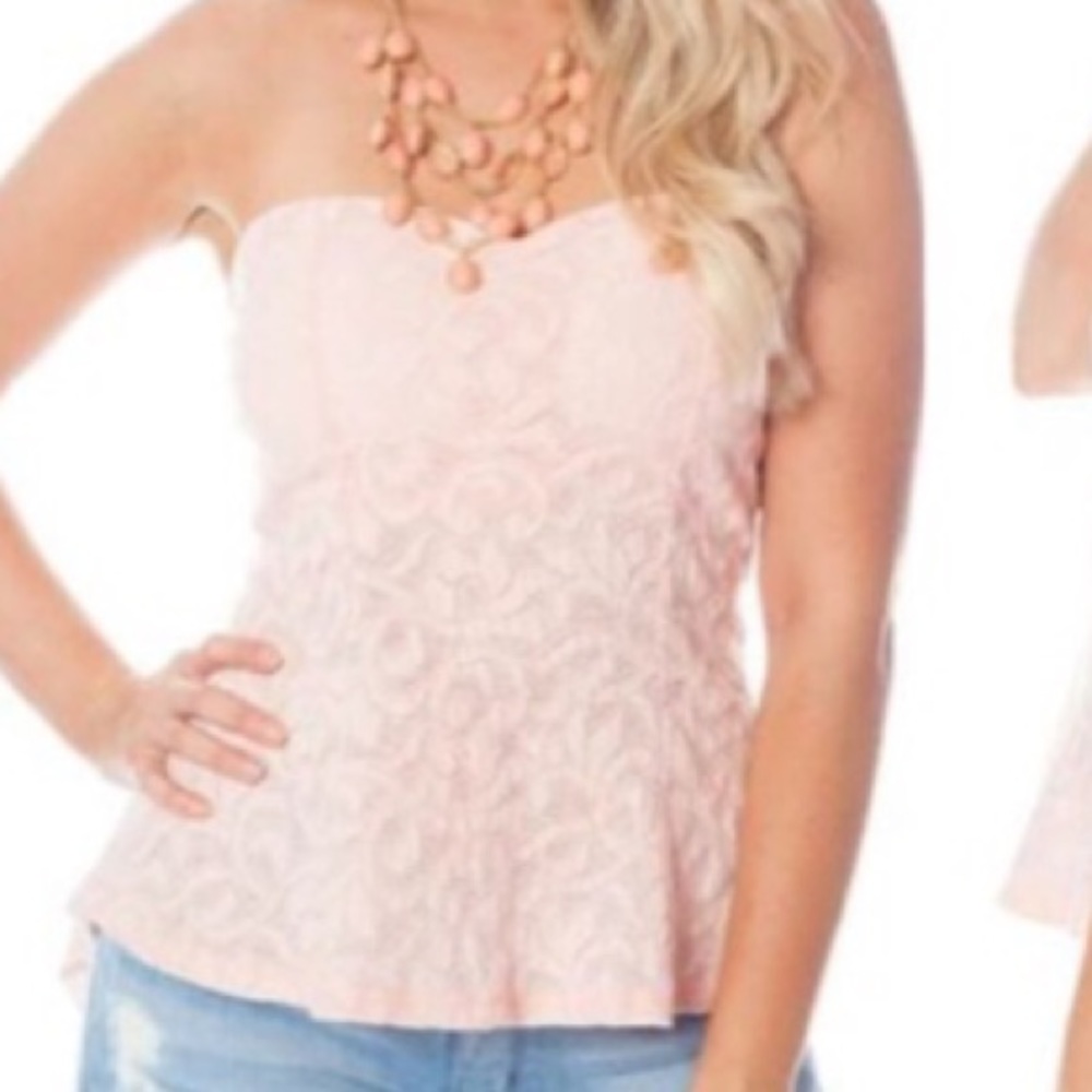 Lowest! Pink Lace Sweetheart Strapless Top - Picture 4 of 4