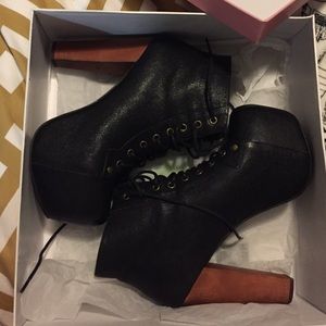 $75 - Jeffrey Campbell Black Leather Lita - 8.5