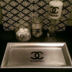 Silver tray with encrusted Rhinestones