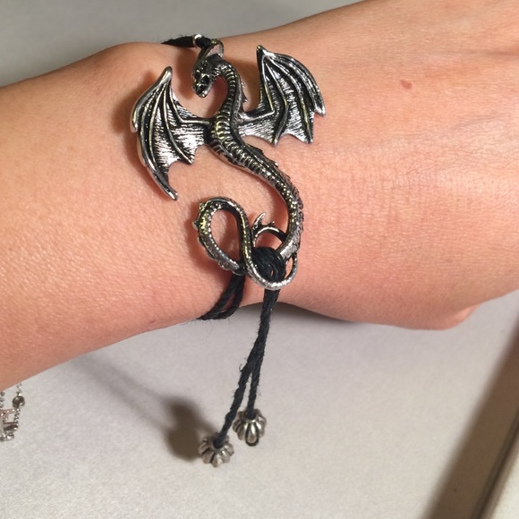 Gothic dragon cord bracelet