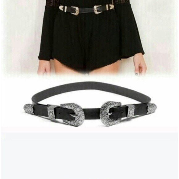 Western style double buckle belt
