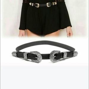 Western style double buckle belt