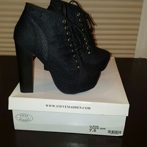 High heel black booties