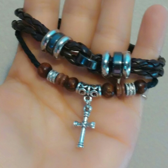 Wrap leather cross bracelet