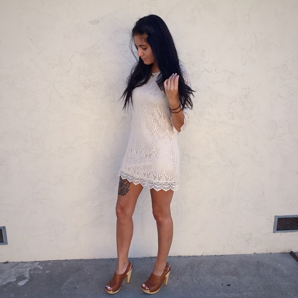 Cream lace dress for winter!