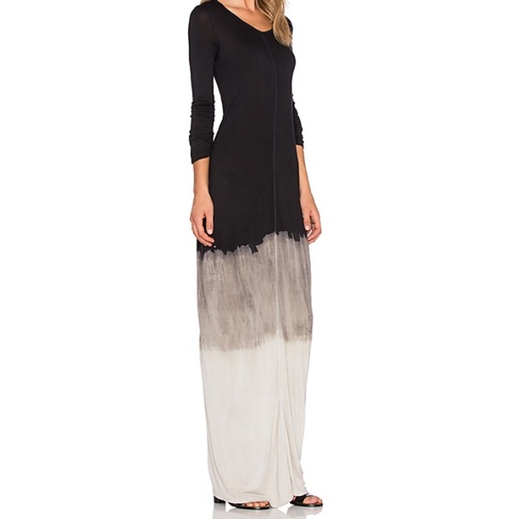 Sold! NYTT Black Dip Dyed Long Sleeve Maxi Dress - Picture 3 of 4