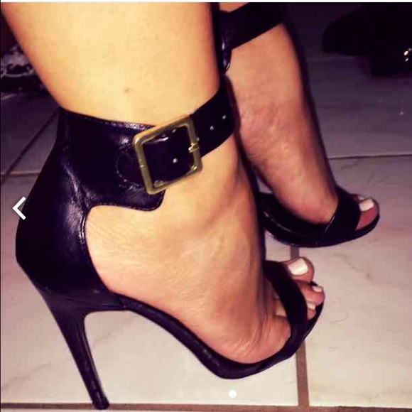 Sold. Black open toed heels - Picture 1 of 4