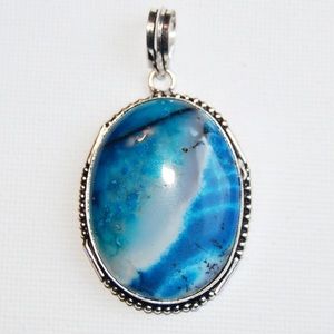 Dendritic Opal pendant 925 sterling silver overlay