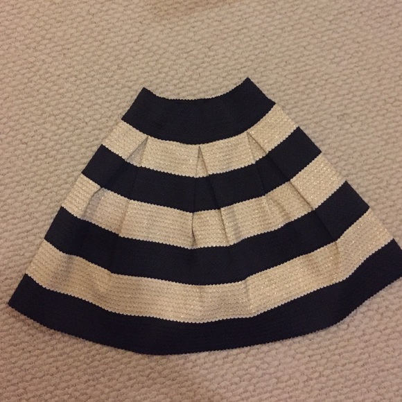 Black, white and gold striped elastic skirt