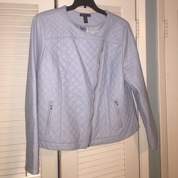 Powder Blue Pleather Moto Jacket