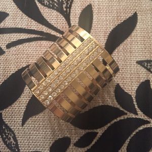 Gold Cuff Bracelet with Rhinestones