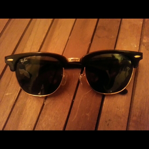 NIB Ray-ban Clubmaster black and gold sunglasses