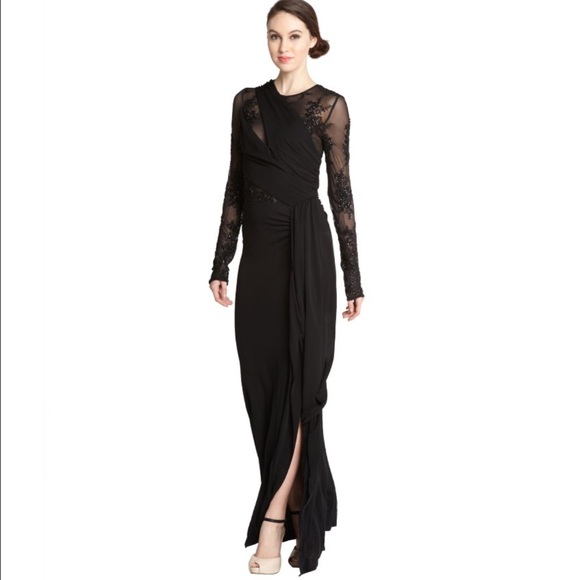 A.B.S illusion long sleeve evening dress - Picture 2 of 4