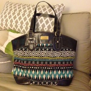 Tribe print canvas and leather should bag