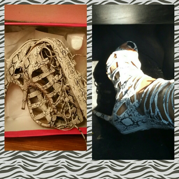 Black and white Sexy lace high shoes