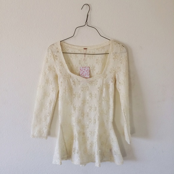 Free People Lace Peplum Top