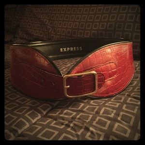 Red Faux Croc Belt