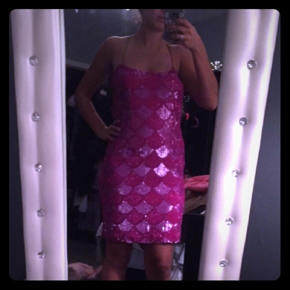 Pink patterned sequence designer dress