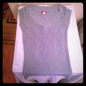 Vintage pale blue crochet sweater vest.