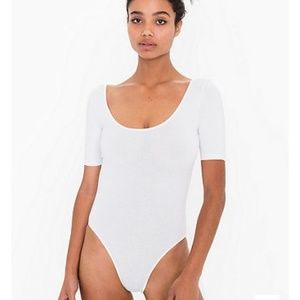 American apparel white short sleeve body suit
