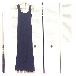 Jodi Kristopher glitter lace evening trumpet gown