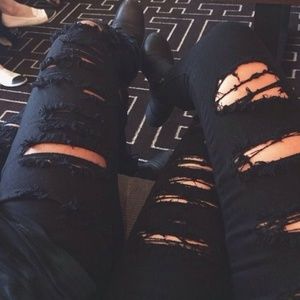 Distressed black jeans