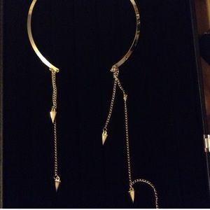 Long open collar triangle hanging necklace