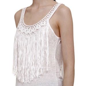 Club Monaco “Prue” Fringe Tank in Pure White
