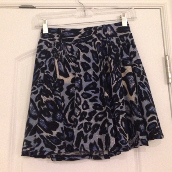 BLUE LEOPARD PRINT SKIRT WITH BUILT IN SORTS