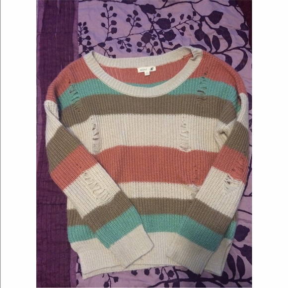 Stripped ripped sweater