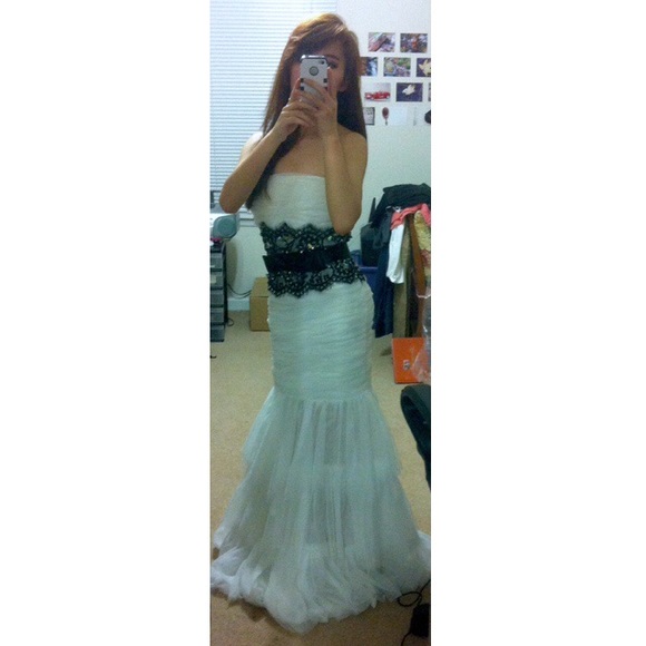 White Fishtail Prom Dress - Picture 2 of 2