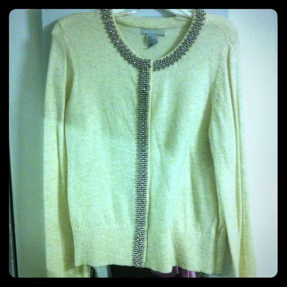 H&M NEW Beaded Cardigan Light Beige Medium