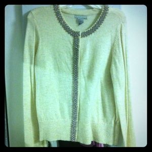 H&M NEW Beaded Cardigan Light Beige Medium