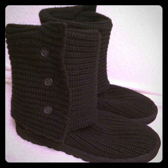 UGG Black Knit Cardy Boots