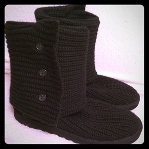 UGG Black Knit Cardy Boots