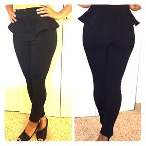 Peplum High Waisted Black Pants