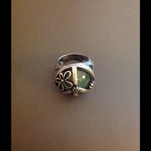 Boho Green and Silver Ring