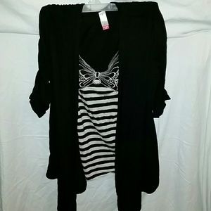 Striped butterfly top with attached cardigan