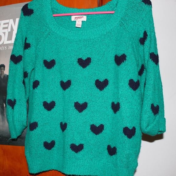 Arizona Teal with Black Hearts Sweater