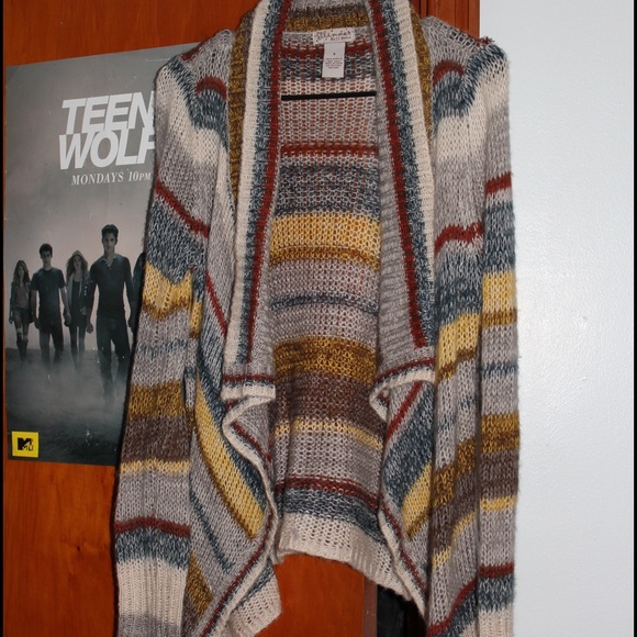 Glimmer by JJ Basics Striped Open Front Cardigan